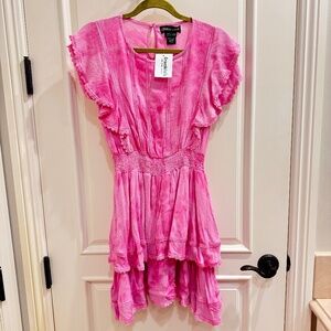 #GLOBAL LOVE Tween Pink Tiered Ruffle Dress - Size XS - NWT